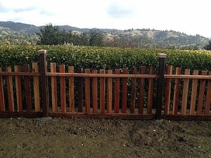 redwood picket fence