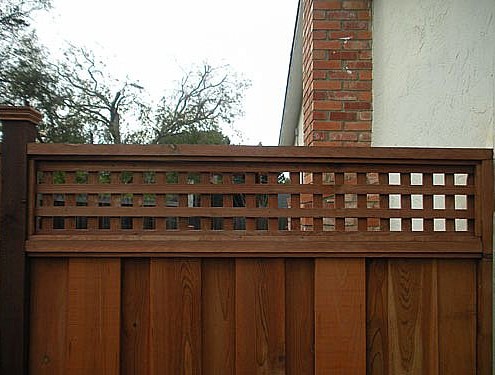 square lattice redwood fence